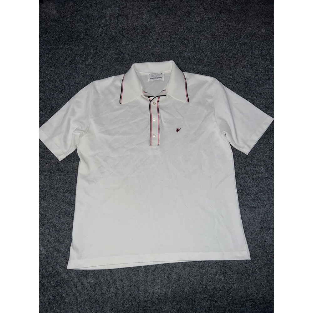 Vintage Arnold Palmer Robert Bruce White Doubleknit Polo Shirt Size Large